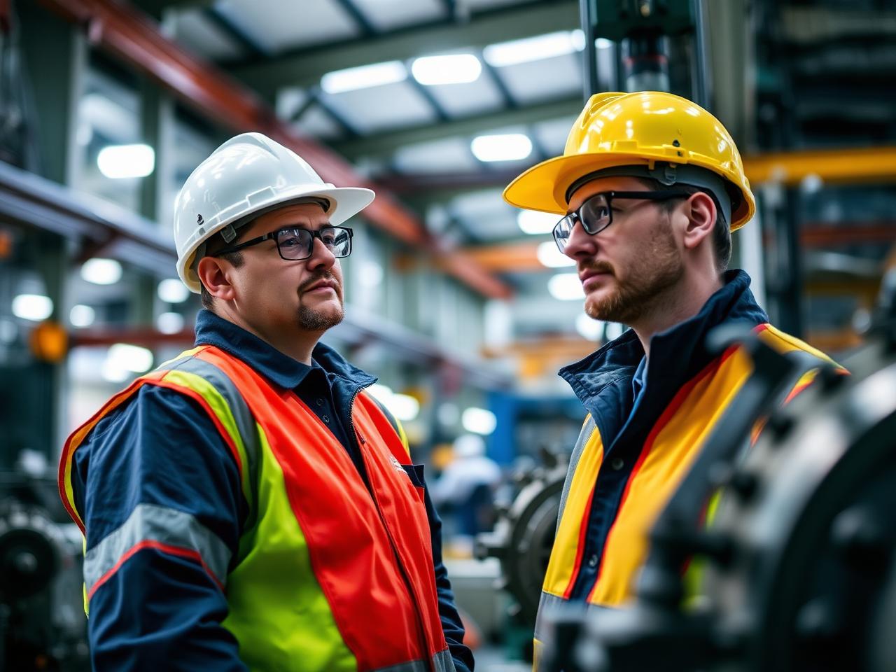 Engineers reviewing manufacturing process